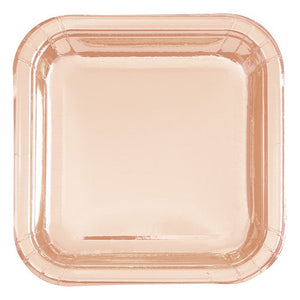 assiettes carré grande rose gold