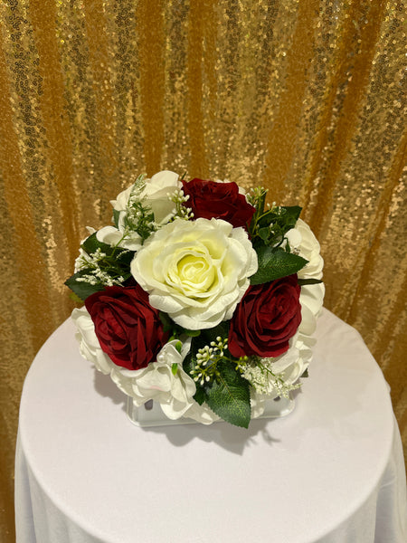 Petit bouquet de fleurs artificielles blanc