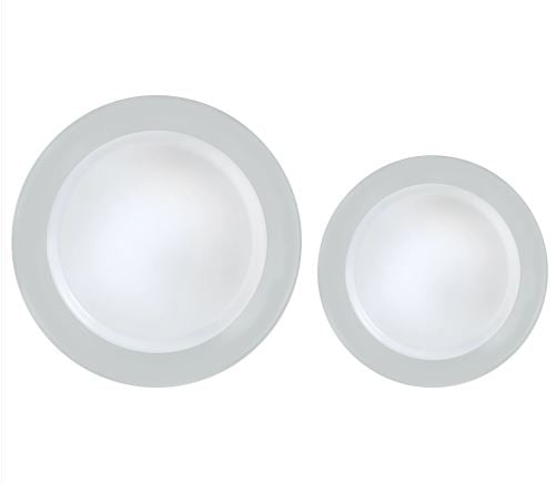 Ensemble assiettes réutilisables- Argent et  blanc