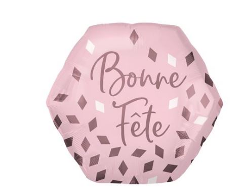 Ballon mylar -Bonne fête rose