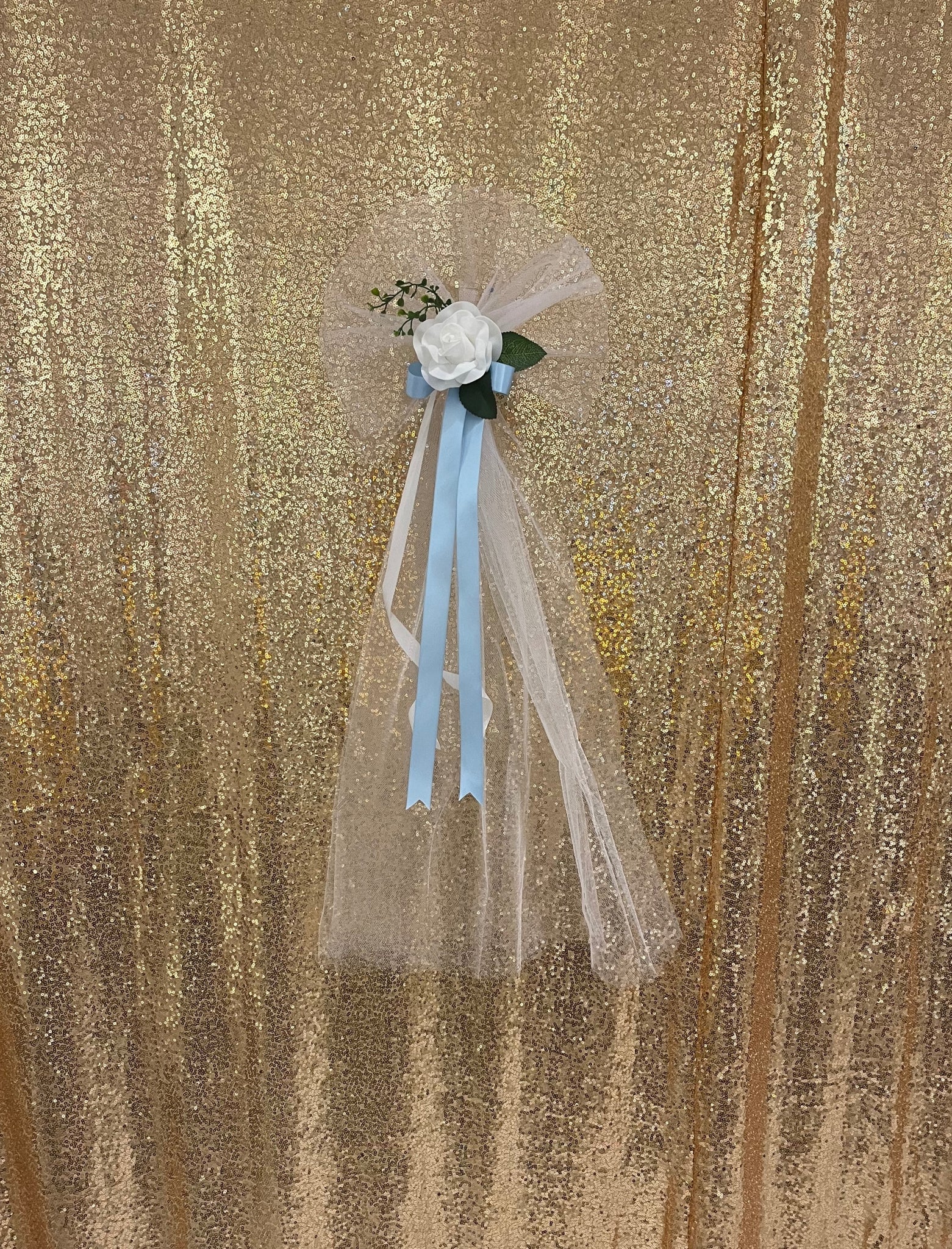 Décor de tulle ruban bleu pâle