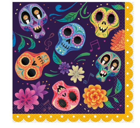 Grande serviette en papier Dia de los muertos coloré