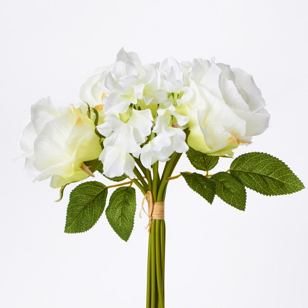 bouquet de fleur artificiels avec roses et hydrangées