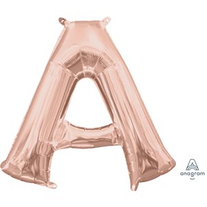 lettre A mylar de 16 pouces en rose gold