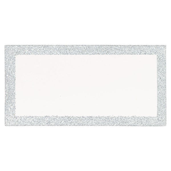 marque place en carton blanc bordure argent brillant