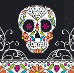 serviette cocktail motif dia de los muertos