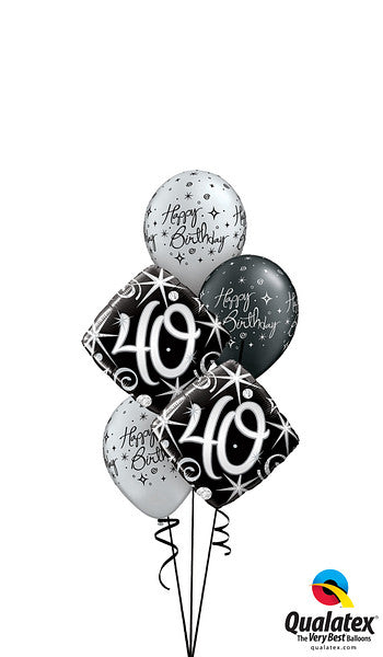 Ballon Qualatex 40 ans Noir et Argent